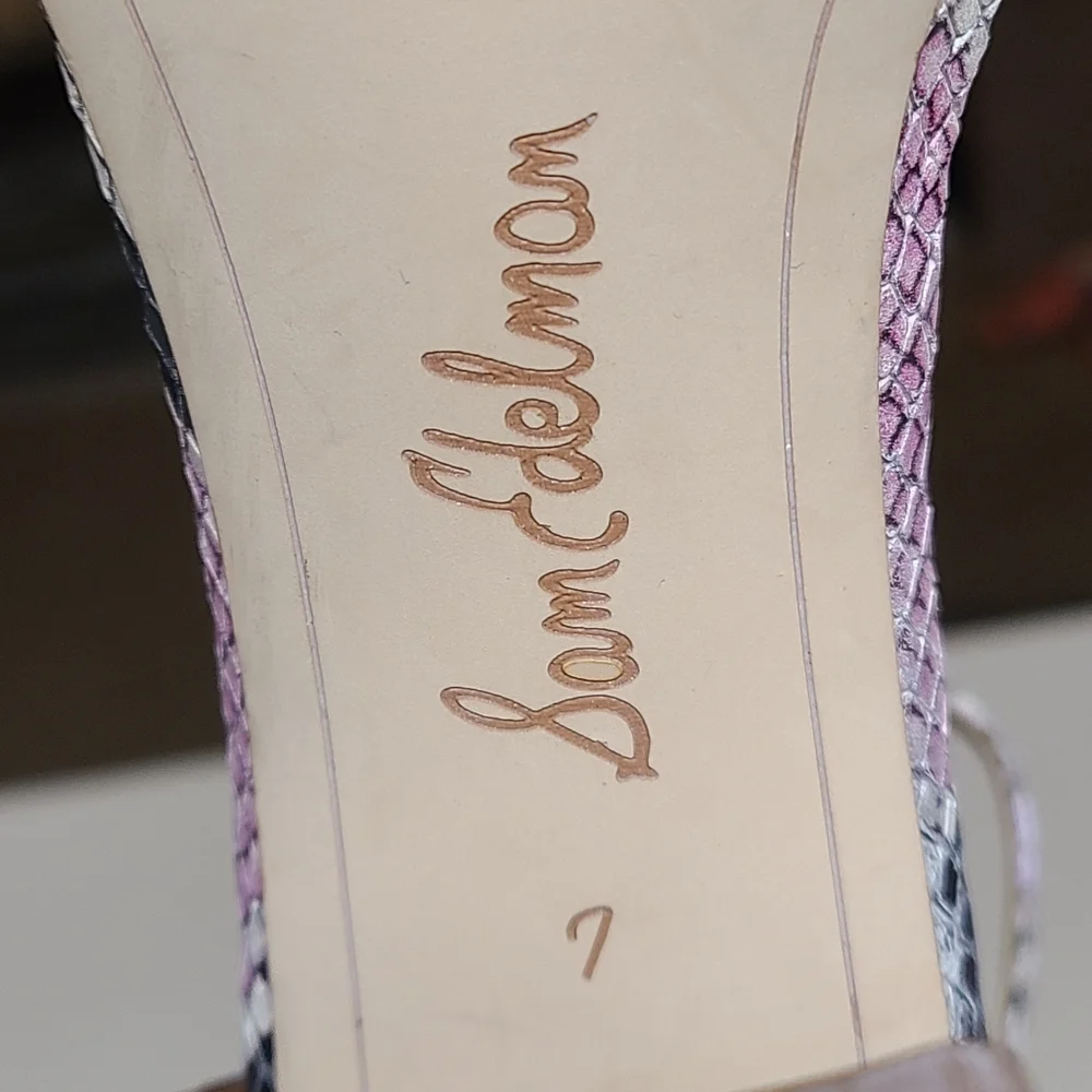 Sam Edelman Yaro snakeskin leather block heel sandals size 7 - Picture 11 of 12